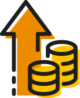 Icon of an arrow with coins