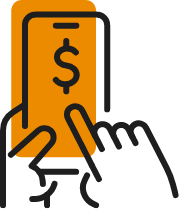 Icon of cash over a phone