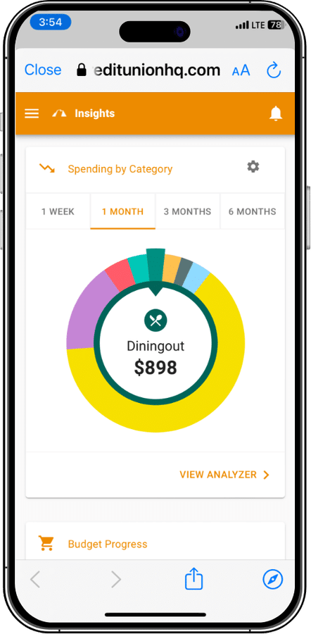 Phone with budget tool screenshot