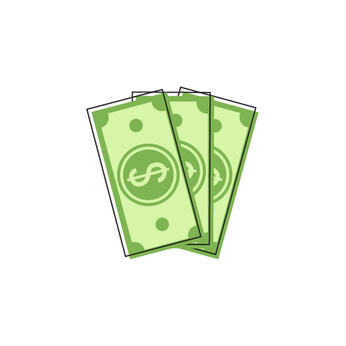 Three dollar bills icon