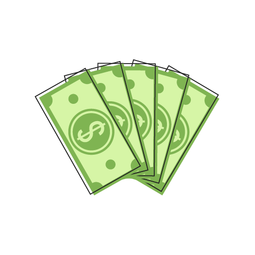 Five dollar bills icon