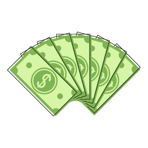 Five dollar bills icon