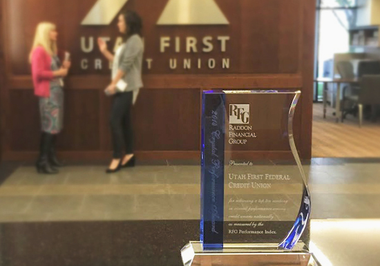 Utah First Credit Union Acknowledged with Raddon Crystal Award