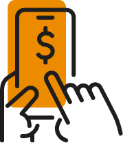 Icon of cash over a phone
