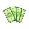 Four dollar bills icon