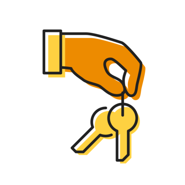 Icon of a hand holding keys