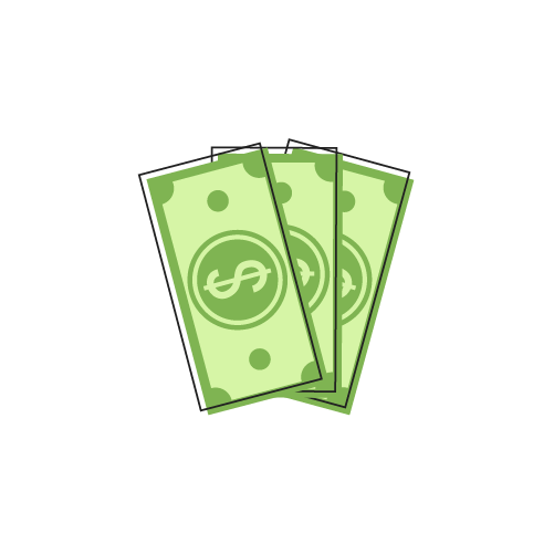 Three dollar bills icon