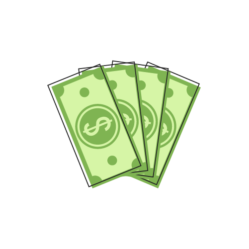 Four dollar bills icon