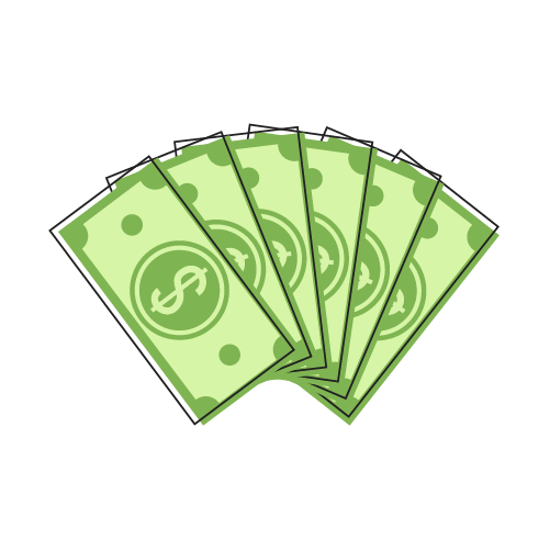 Five dollar bills icon