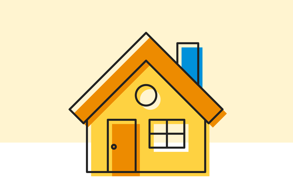 Illustration of an orange and yellow house