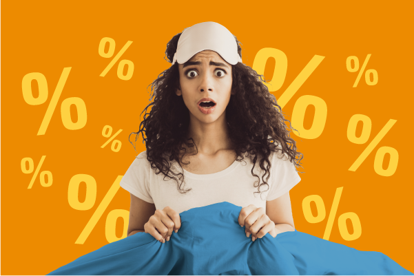 Woman waking up scared of high interest